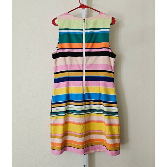 TRACY REESE X ANTHROPOLOGIE Striped Multicolored Coastal Zipper Shift Dress Sz M - Picture 2 of 16